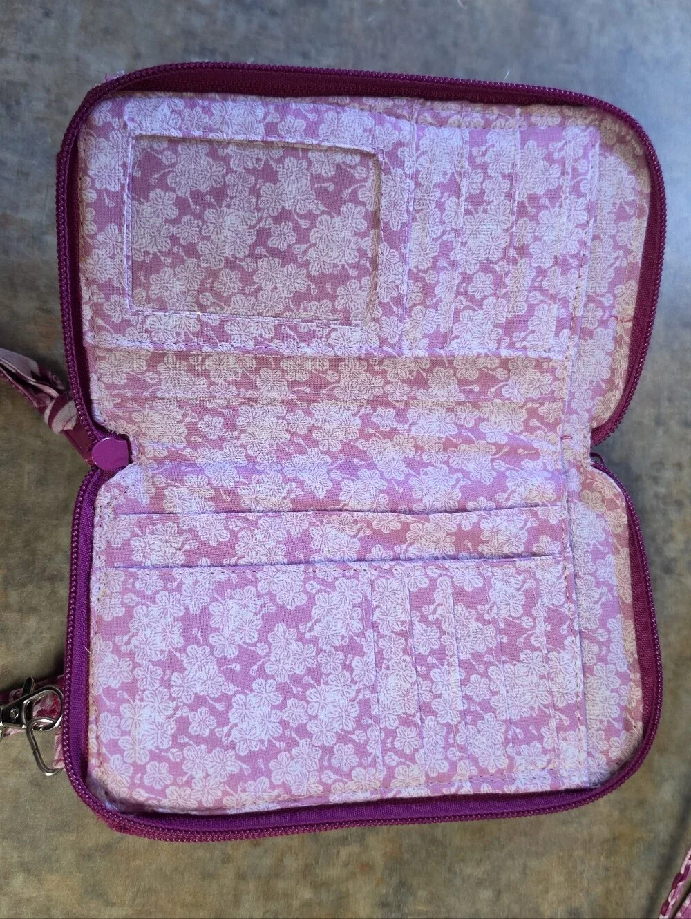 Pink Floral Crossbody Wallet Purse